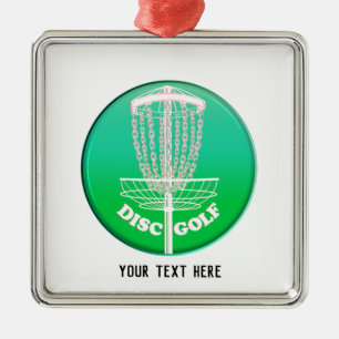 Ornement Carré Argenté Disque Golf Frisbee Cage