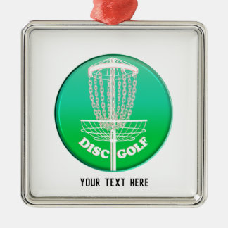 Ornement Carré Argenté Disque Golf Frisbee Cage