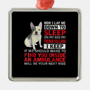 Ornement Carré Argenté Don de chien   Je Dors Sur Mon Lit Mon Chien À Bal