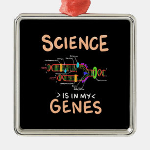 Ornement Carré Argenté Don de scientifique   La science est dans mes gène