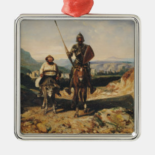 Ornement Carré Argenté Don don Quichotte et Sancho