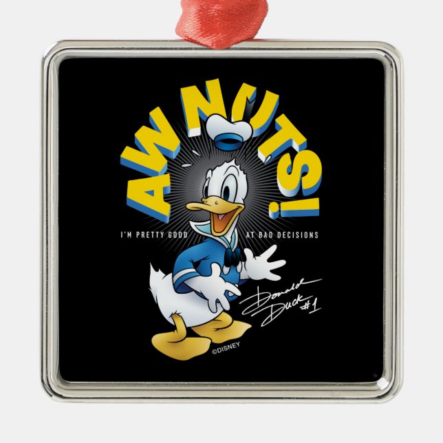 Ornement Carré Argenté Donald Duck Awnut ! (Devant)