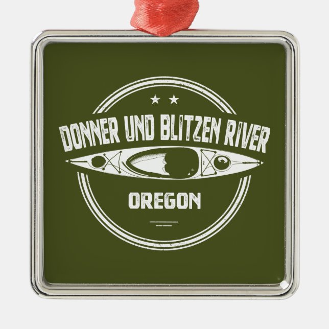 Ornement Carré Argenté Donner und Blitzen River Oregon Kayaking (Devant)