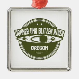 Ornement Carré Argenté Donner und Blitzen River Oregon Kayaking