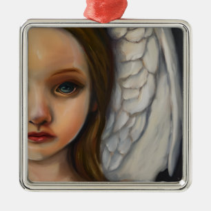 Ornement Carré Argenté Douce Fille Ange 