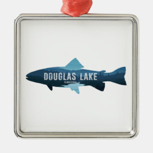Ornement Carré Argenté Douglas Lake Tennessee Fish
