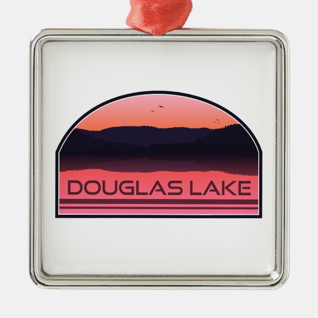 Ornement Carré Argenté Douglas Lake Tennessee Red Sunrise (Devant)