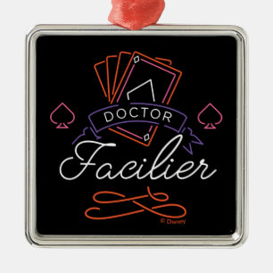 Ornement Carré Argenté Dr Facilier  Logo d'insigne de la carte Neon