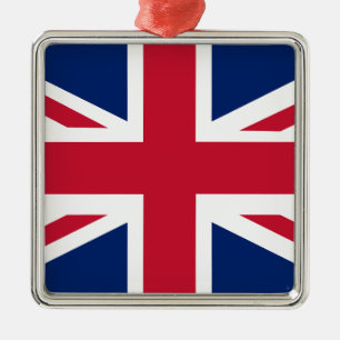Ornement Carré Argenté Drapeau anglais patriotique