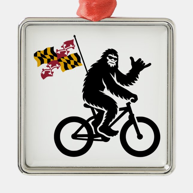 Ornement Carré Argenté Drapeau Bigfoot Cycling Maryland (Devant)