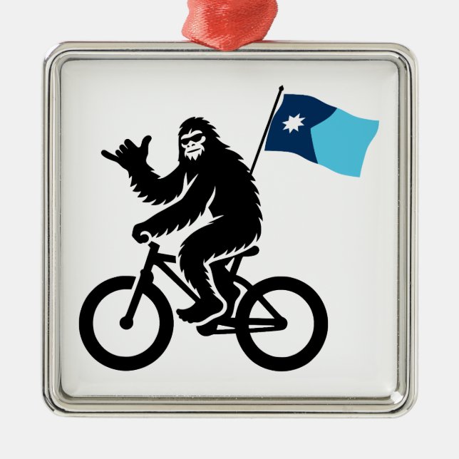 Ornement Carré Argenté Drapeau Bigfoot Cycling Minnesota (Devant)