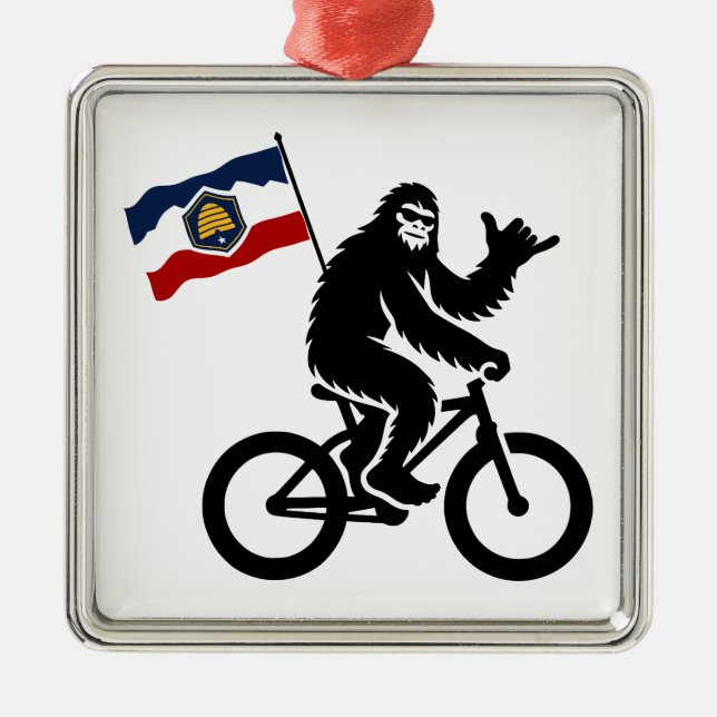Ornement Carré Argenté Drapeau Bigfoot Cycling Utah (Devant)