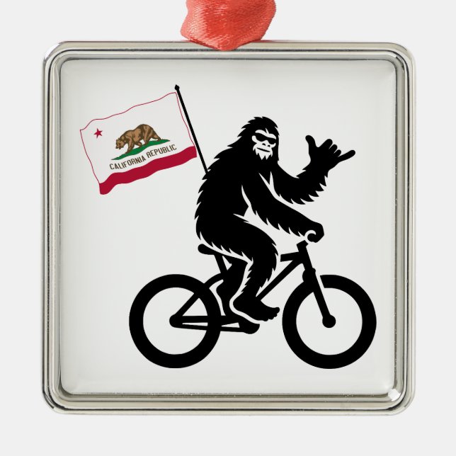 Ornement Carré Argenté Drapeau californien de Bigfoot Cycling (Devant)