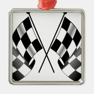 Ornement Carré Argenté drapeau checkered