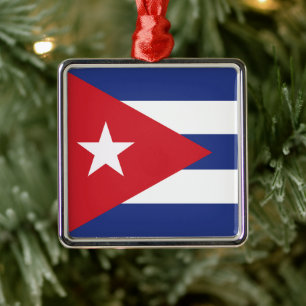Ornement Carré Argenté Drapeau Cuba