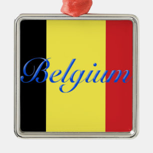 Ornement Carré Argenté Drapeau de Belgique