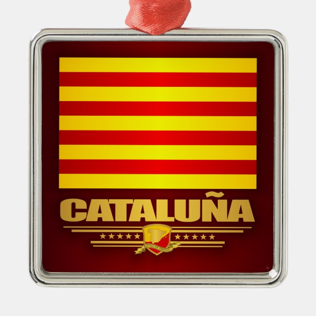 Ornement Carré Argenté Drapeau de Catalogne (Devant)