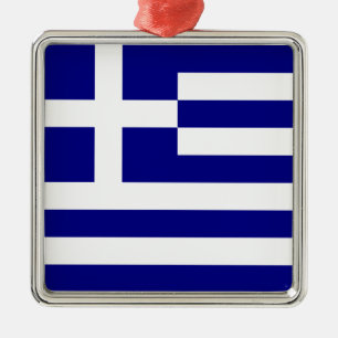 Ornement Carré Argenté Drapeau de la Grèce