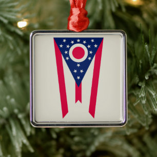 Ornement Carré Argenté Drapeau de l'Ohio : la bannière Buckeye State