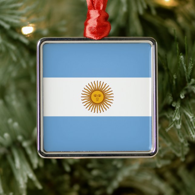 Ornement Carré Argenté Drapeau de l'ornement en céramique argentin (Arbre)