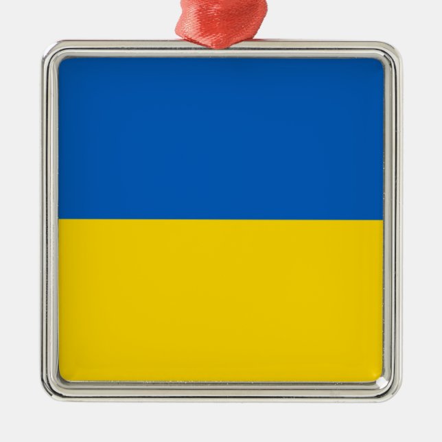 Ornement Carré Argenté Drapeau de l'Ukraine (Devant)