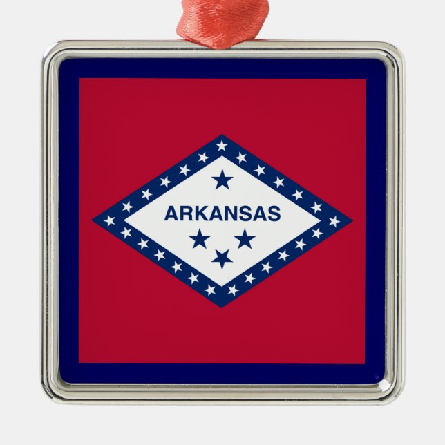 Ornement Carré Argenté Drapeau d'État de l'Arkansas (Devant)