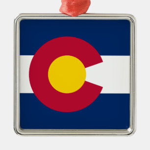 Ornement Carré Argenté Drapeau du Colorado, État du Centenaire, Coloradas