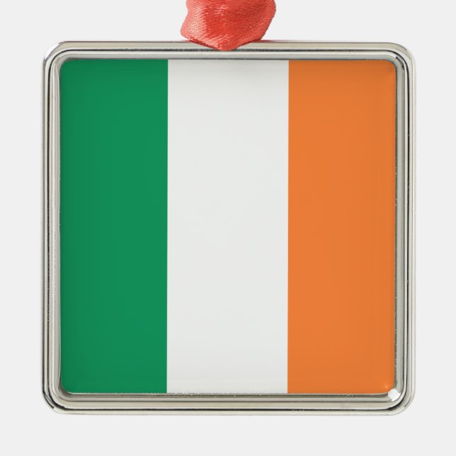 Ornement Carré Argenté Drapeau irlandais (République d'Irlande) (ROI) (Ei (Devant)