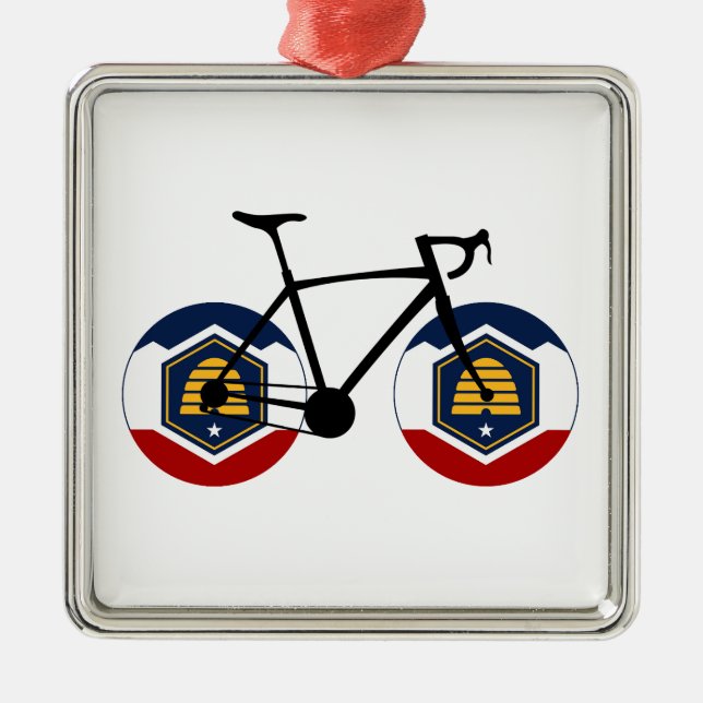Ornement Carré Argenté Drapeau Utah Cyclisme (Devant)