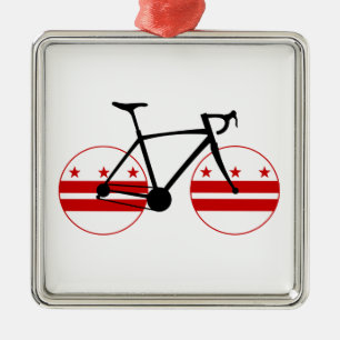 Ornement Carré Argenté Drapeau Washington D.C. Cyclisme
