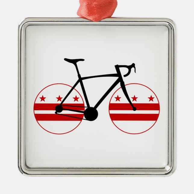 Ornement Carré Argenté Drapeau Washington D.C. Cyclisme (Devant)