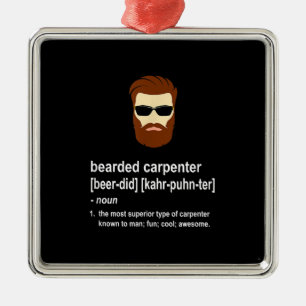 Ornement Carré Argenté Drôle Beard Carpenter Cadeaux Hommes