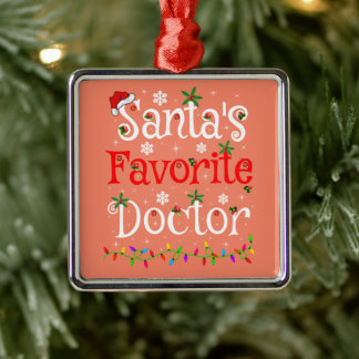 Ornement Carré Argenté Drôle Éclairage de Noël Père Noël Favorite Docteur