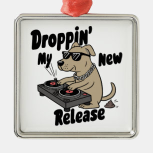 Ornement Carré Argenté Droppin' My New Release Chien Hip-Hop
