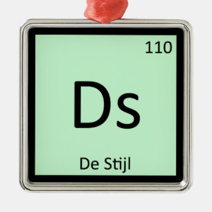 Ornement Carré Argenté Ds - De Stijl Chimie d'art Symbole de tableau péri
