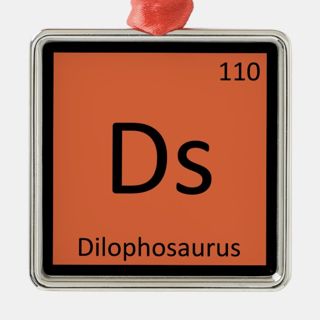 Ornement Carré Argenté Ds - Symbole de chimie Dilophosaurus Dinosaur (Devant)