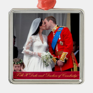 Ornement Carré Argenté Duc et duchesse de Cambridge Mariage royal