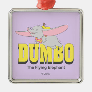 Ornement Carré Argenté Dumbo l'éléphant volant