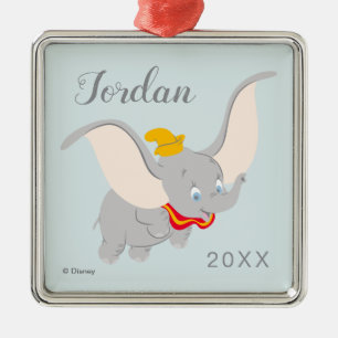 Ornement Carré Argenté Dumbo s'enfonçant dans le ciel