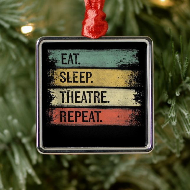 Ornement Carré Argenté Eat Sleep Theatre Repeat Theater Tech Toxits (Arbre)