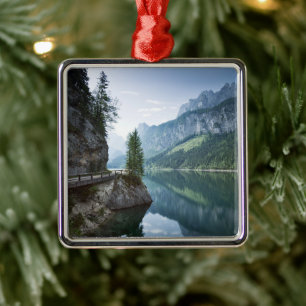 Ornement Carré Argenté Eau Lac Gosau Salzkammergut Autriche