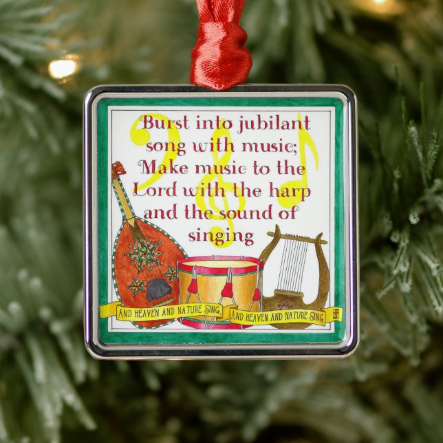Ornement Carré Argenté Éclatez dans l'ornement radieux de Noël de chanson (Arbre)