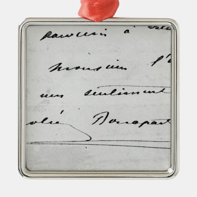 Ornement Carré Argenté Écriture et signature (Devant)