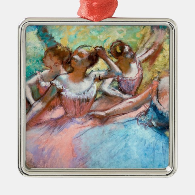 Ornement Carré Argenté Edgar Degas - Quatre Ballerinas sur scène (Devant)