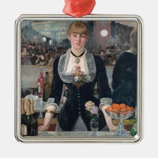 Ornement Carré Argenté Edouard Manet's A Bar (Devant)