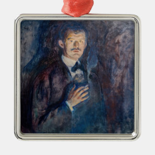 Ornement Carré Argenté Edvard Munch - Autoportrait avec cigarette