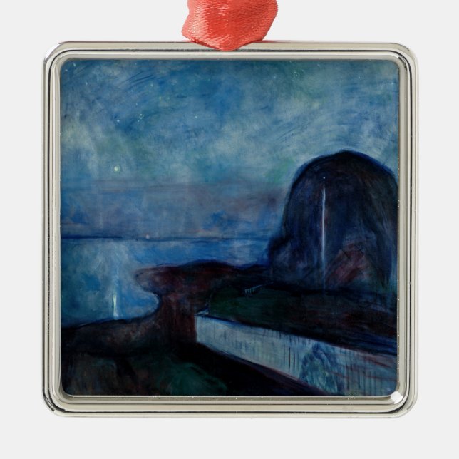 Ornement Carré Argenté Edvard Munch - Nuit étoilée 1893 (Devant)