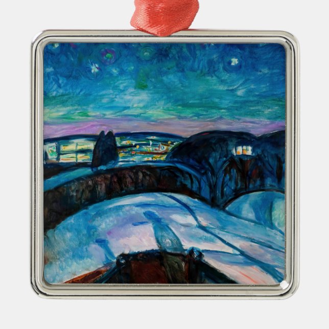 Ornement Carré Argenté Edvard Munch - Nuit étoilée 1922 (Devant)