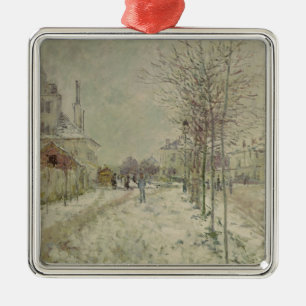 Ornement Carré Argenté Effet de neige de Claude Monet  