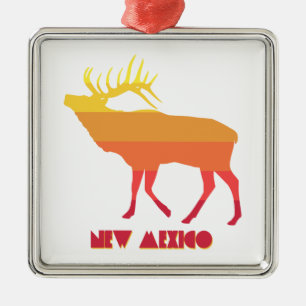 Ornement Carré Argenté Elk du Nouveau-Mexique
